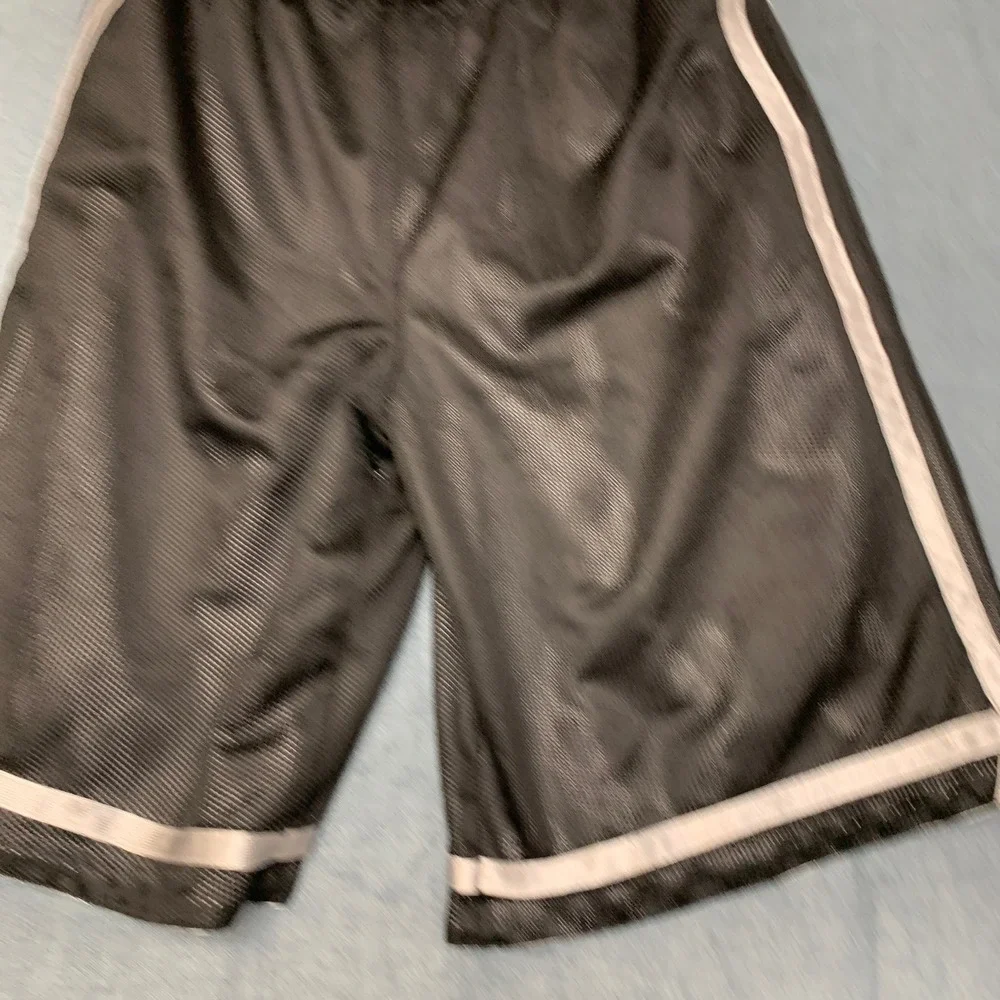 Lands' End Baseball Shorts Boys Medium 10-12 Black Elastic Waist Performance